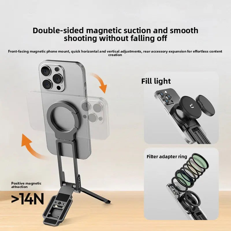 Magnetic Carabiner Phone Holder 4-in-1 Tripod Clip Stand Anti-Shake Outdoor Mount TED