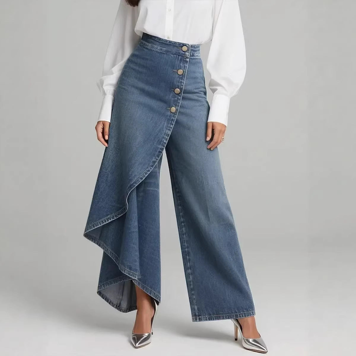 Womens Wide Leg Printed Pants  Casual Mid Waist Loose Fit Trousers | Trendy Streetwear Long Pants TED