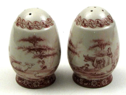 Red Glass Salt & Pepper Shaker Set – Elegant Porcelain Seasoning Set | Dishwasher Safe Kitchen Tableware IWGAC