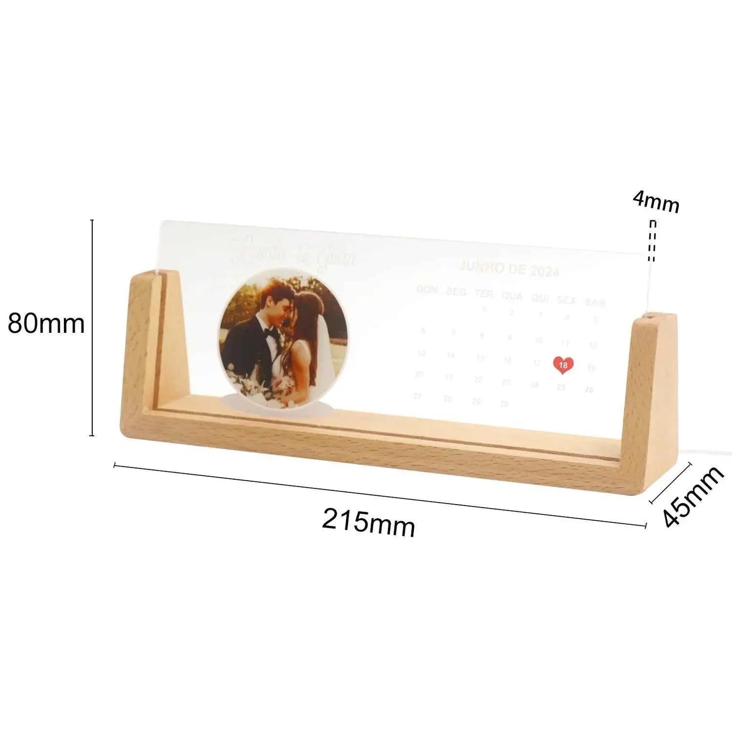 Personalized LED Photo Frame Night Light – Custom Acrylic Memorial Plaque with Wooden Base