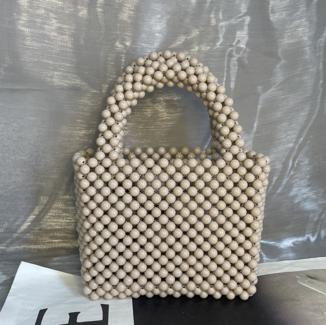Fashion Beaded Handbag for Women | Acrylic Solid Color Mini Purse