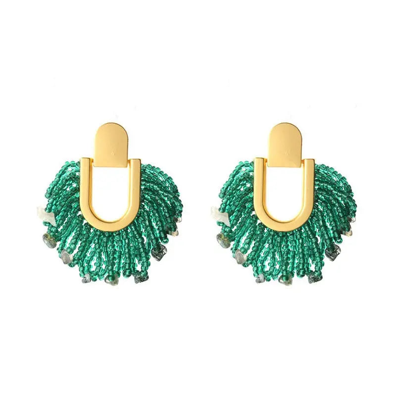 Bohemian Beaded Drop Earrings – Romantic Glass Seed Bead Statement Jewelry EPR
