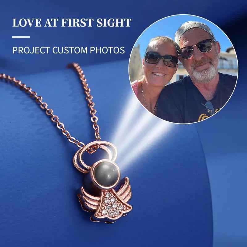 Little Angel “I Love You” in 100 Languages Projection Necklace – Romantic Angel Pendant Gift for Her