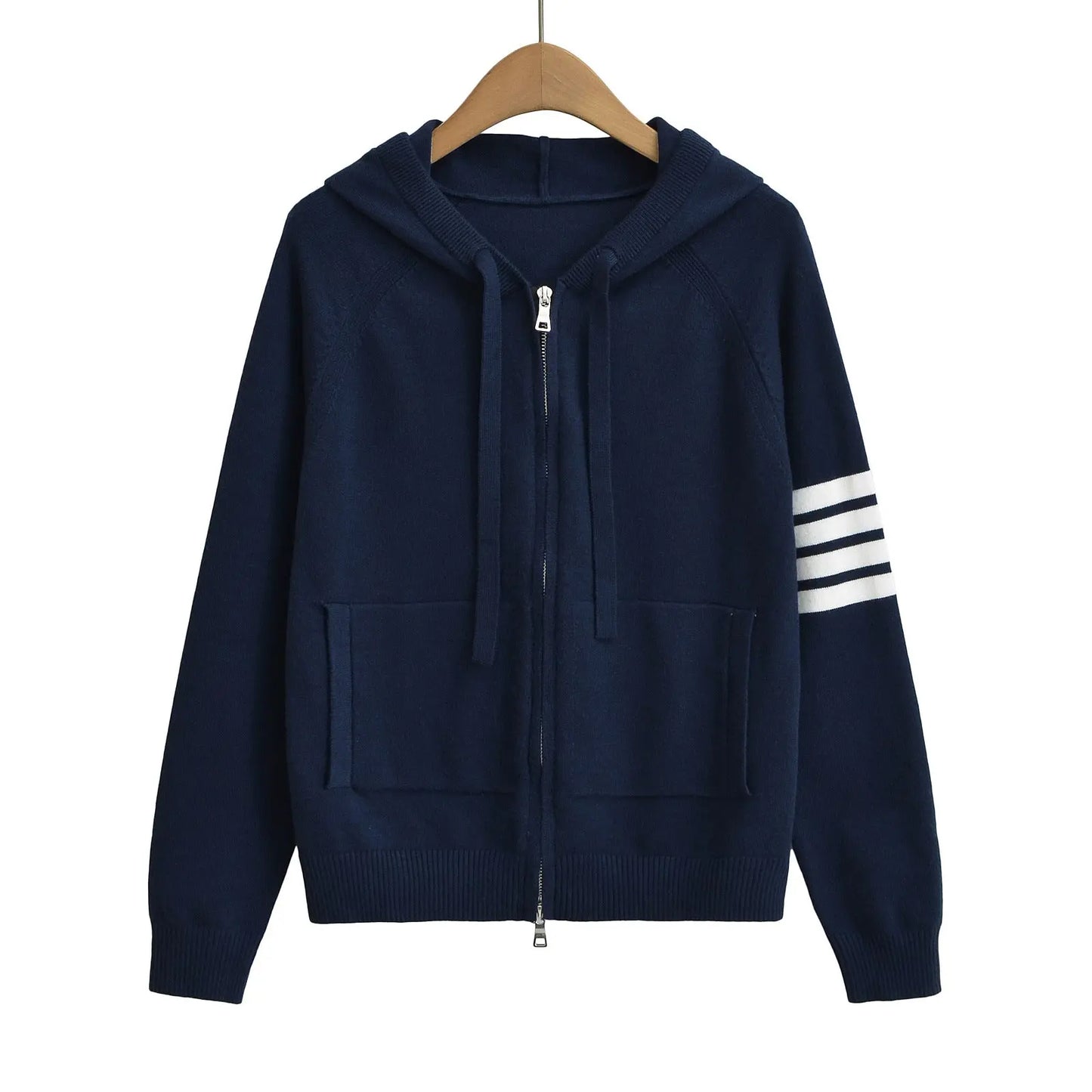 Women’s Hooded Zip Sweater – Color Block Long Sleeve Hoodie EPR