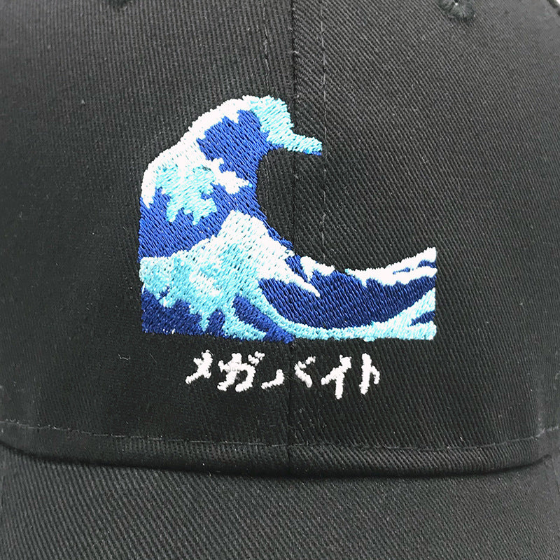 Embroidered Wave Baseball Cap for Men & Women – Adjustable Flat Brim Streetwear Hat | Free Shipping