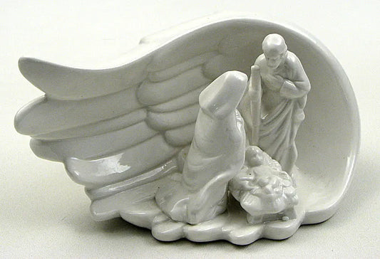 Ceramic Nativity Scene in Wing – Christmas Tabletop Religious Decor Figurine