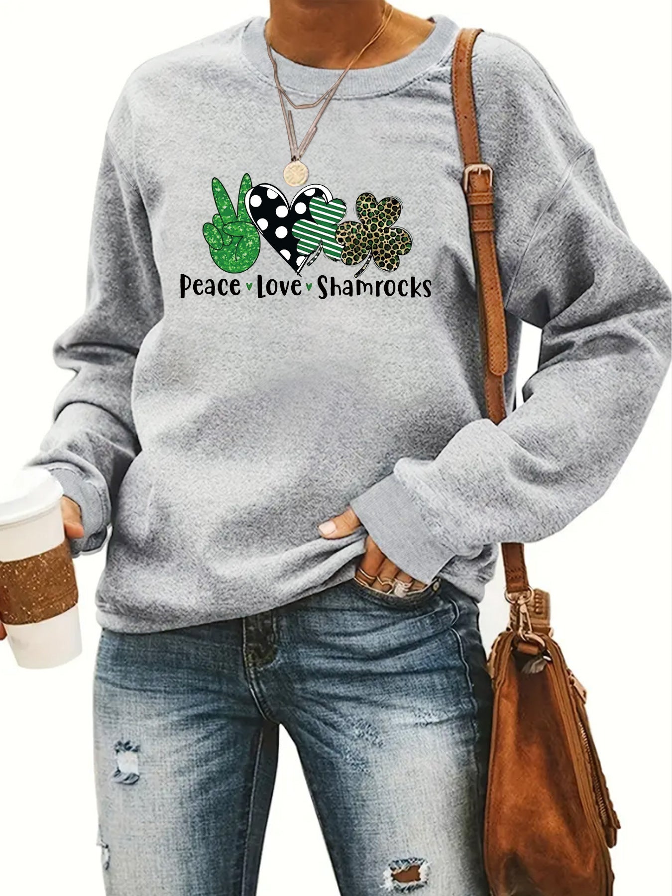 Women’s St. Patrick’s Day Printed Sweatshirt – Casual Long Sleeve Round Neck Pullover