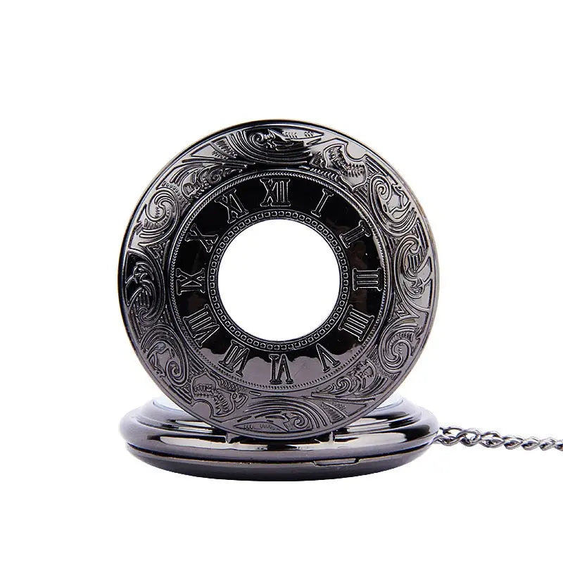 Father’s Day Vintage Pocket Watch Necklace – Roman Numeral Quartz Gift for Dad EPR