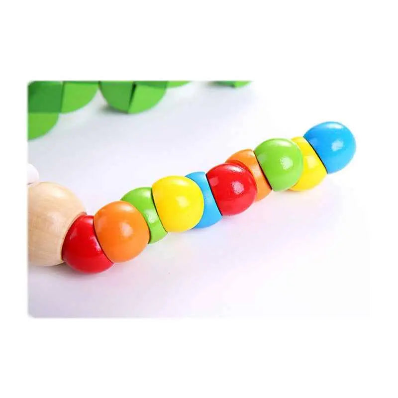 Colorful Wooden Worm Puzzle Toy – Montessori Educational Twisting Toy for Kids