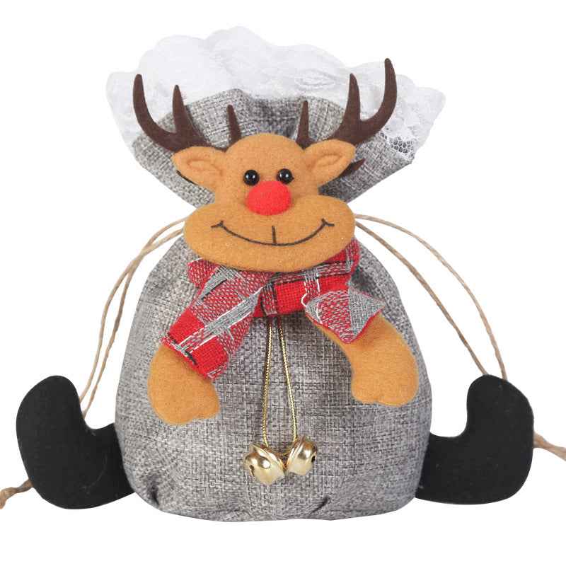 Christmas Apple Gift Bag – Linen Candy Bag for Holiday Gifts & Parties
