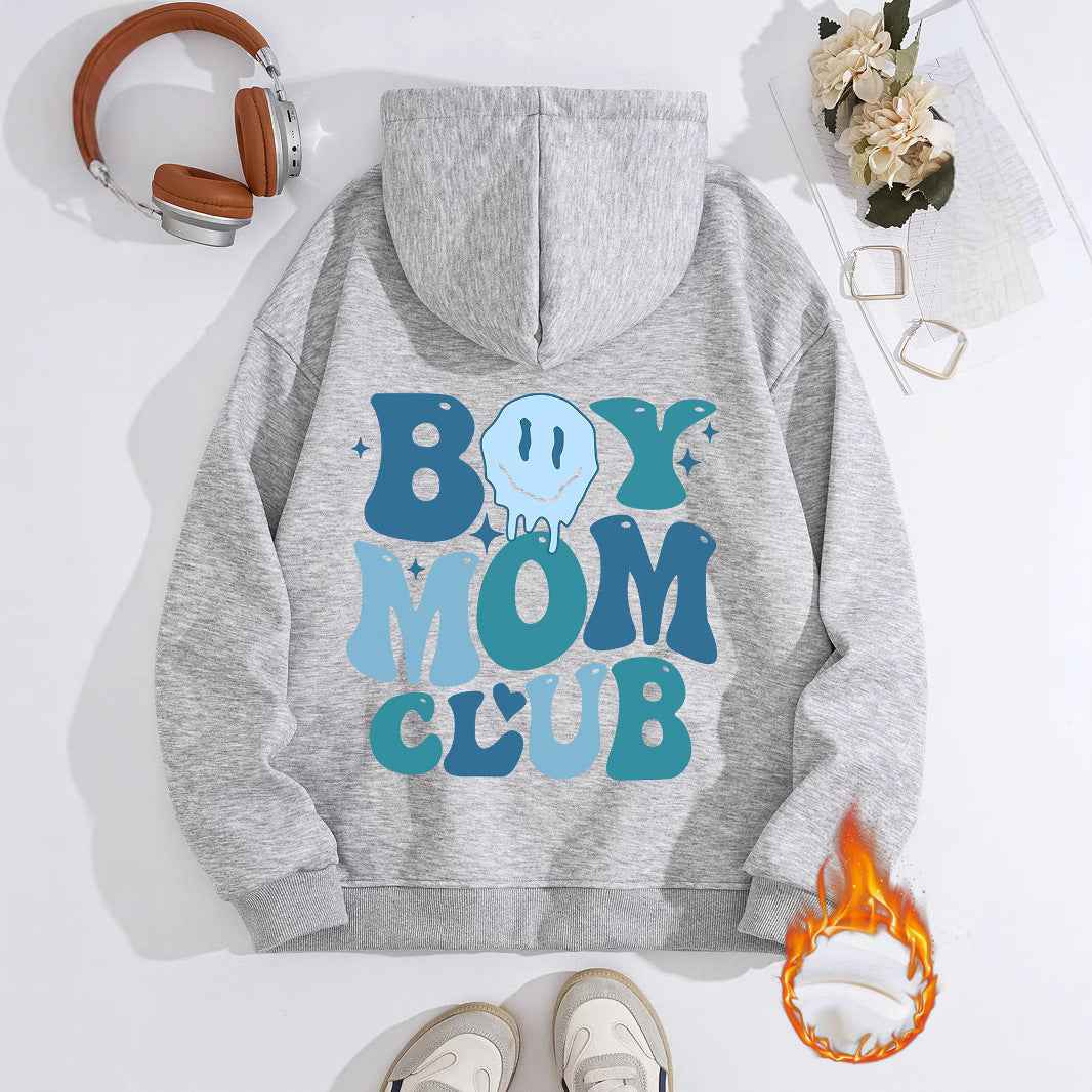 Boy Mom Club Hoodie – Women’s Oversized Streetwear Pullover with Pocket