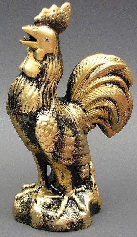 Bronze Ceramic Rooster Figurine – Farmhouse Kitchen Décor | Rustic Country Chicken Statue (12") IWGAC