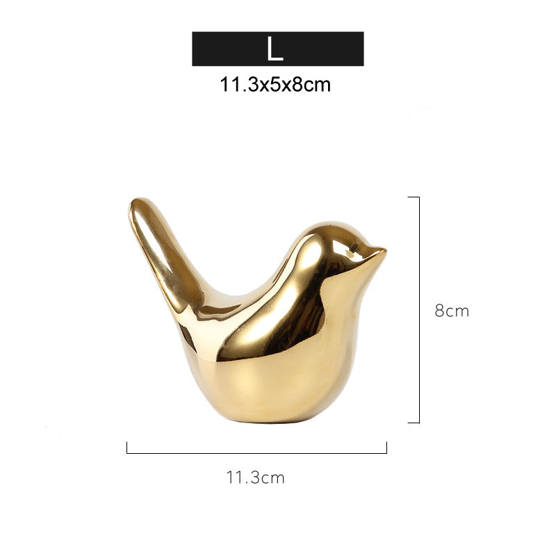 Nordic Gold Ceramic Bird Ornament – Modern Porcelain Bird Figurine | Luxury Living Room Home Decor EPR