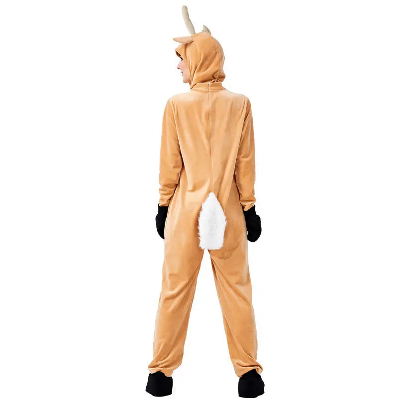 Women’s Christmas Reindeer Costume – Elk Onesie Holiday Party Outfit EPR