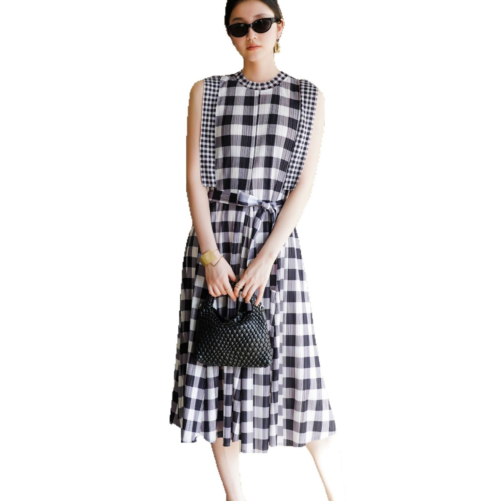 Women’s Plaid Sleeveless Maxi Dress – Loose A-Line Patchwork Country Dress | Sweet Cottagecore Long Dress EPR