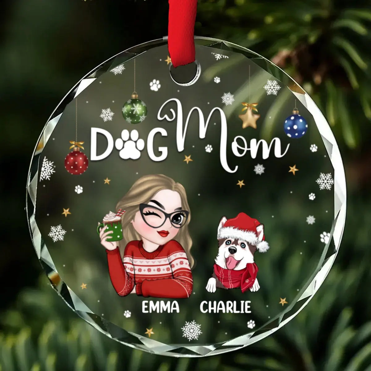 Personalized Glass Ornament – Custom Clear Hanging Decoration Gift EPR