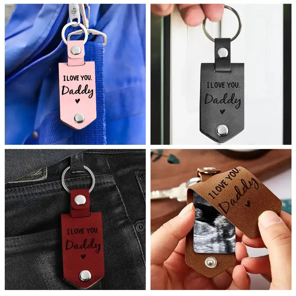 Personalized Leather Photo Keychain for Dad – “Now You Can Carry Me Too” Father’s Day Gift EPR
