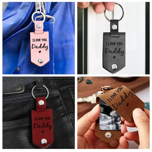 Personalized Leather Photo Keychain for Dad – “Now You Can Carry Me Too” Father’s Day Gift EPR