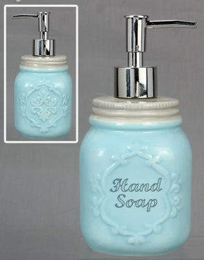 Blue Ceramic Lotion Dispenser – Rustic Soap Pump for Bathroom & Kitchen | Farmhouse Countertop Decor IWGAC