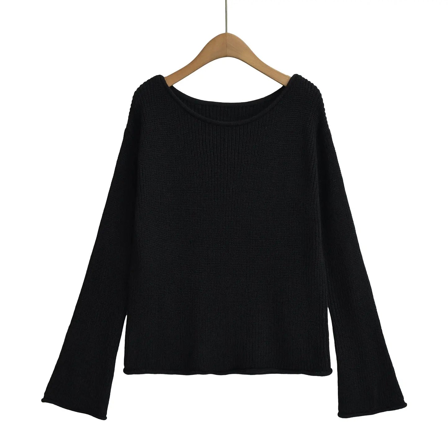Women’s One-Shoulder Knit Sweater – Boat Neck Long Sleeve Top EPR