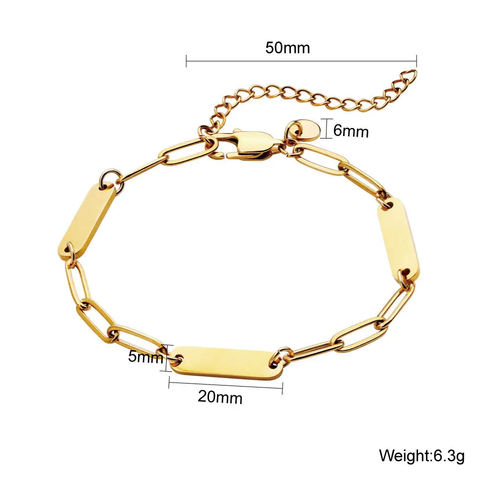 Personalized Engraved Heart Bracelet Stainless Steel Custom Charm Jewelry Gift TED
