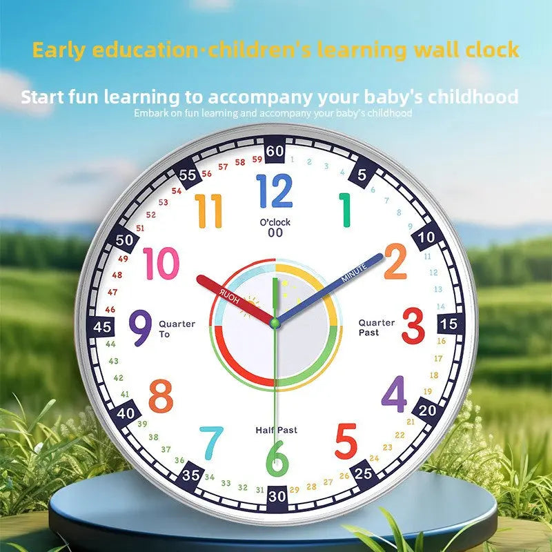 Rainbow Silent Wall Clock ? Modern Quartz Educational Clock for Kids & Home | Colorful No-Tick Decorative Clock TED