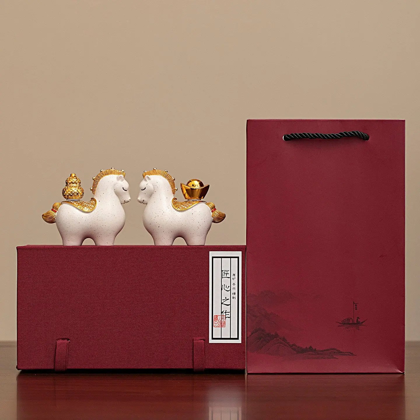 Custom Horse Figurine Gift Set Prosperity Feng Shui Horse Statue with Gift Box | Corporate & Business Gifts TED
