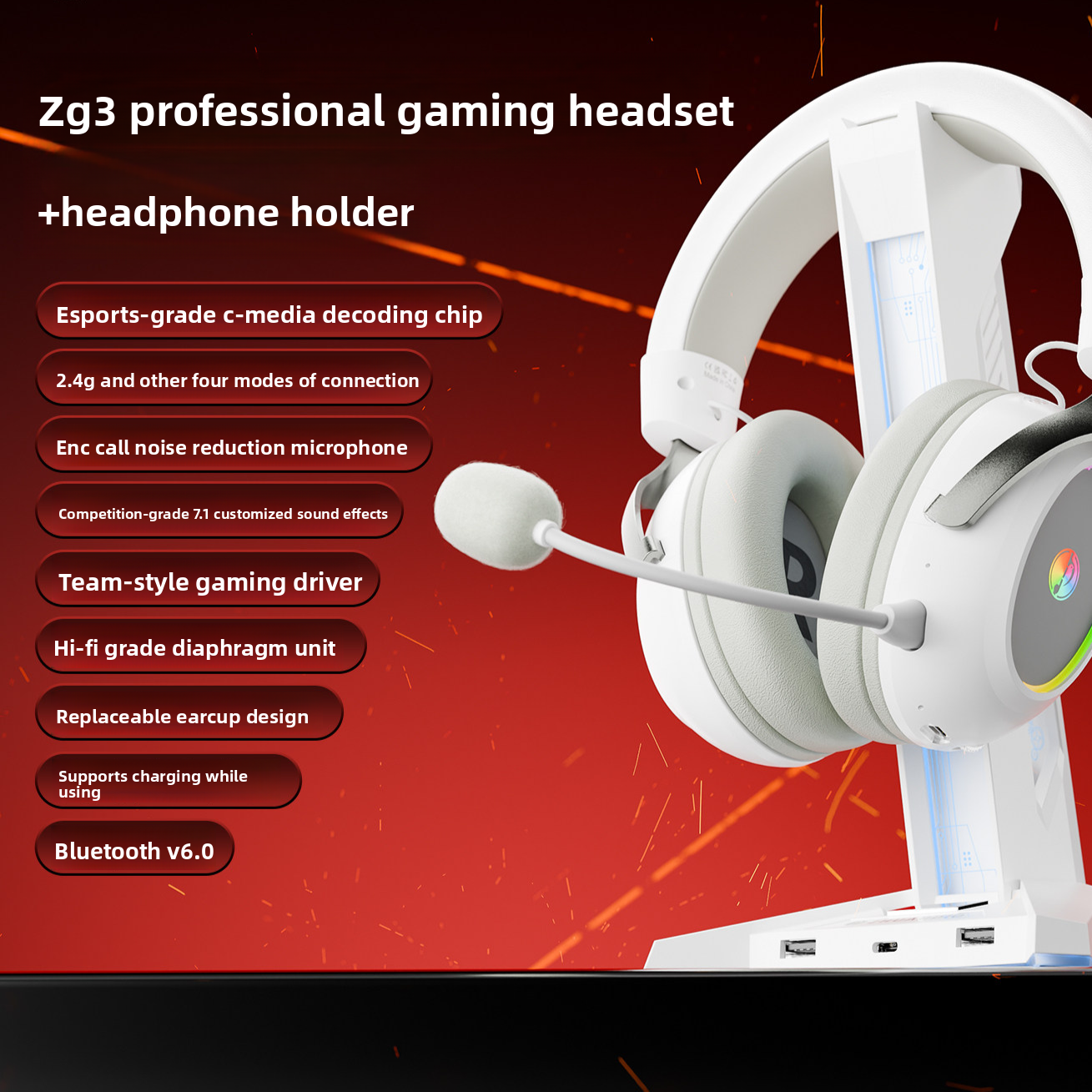 ZG3 Wireless ESports Gaming Headset | Bluetooth Multi-Mode Gaming Headphones with Mic - EverCharm Gifts