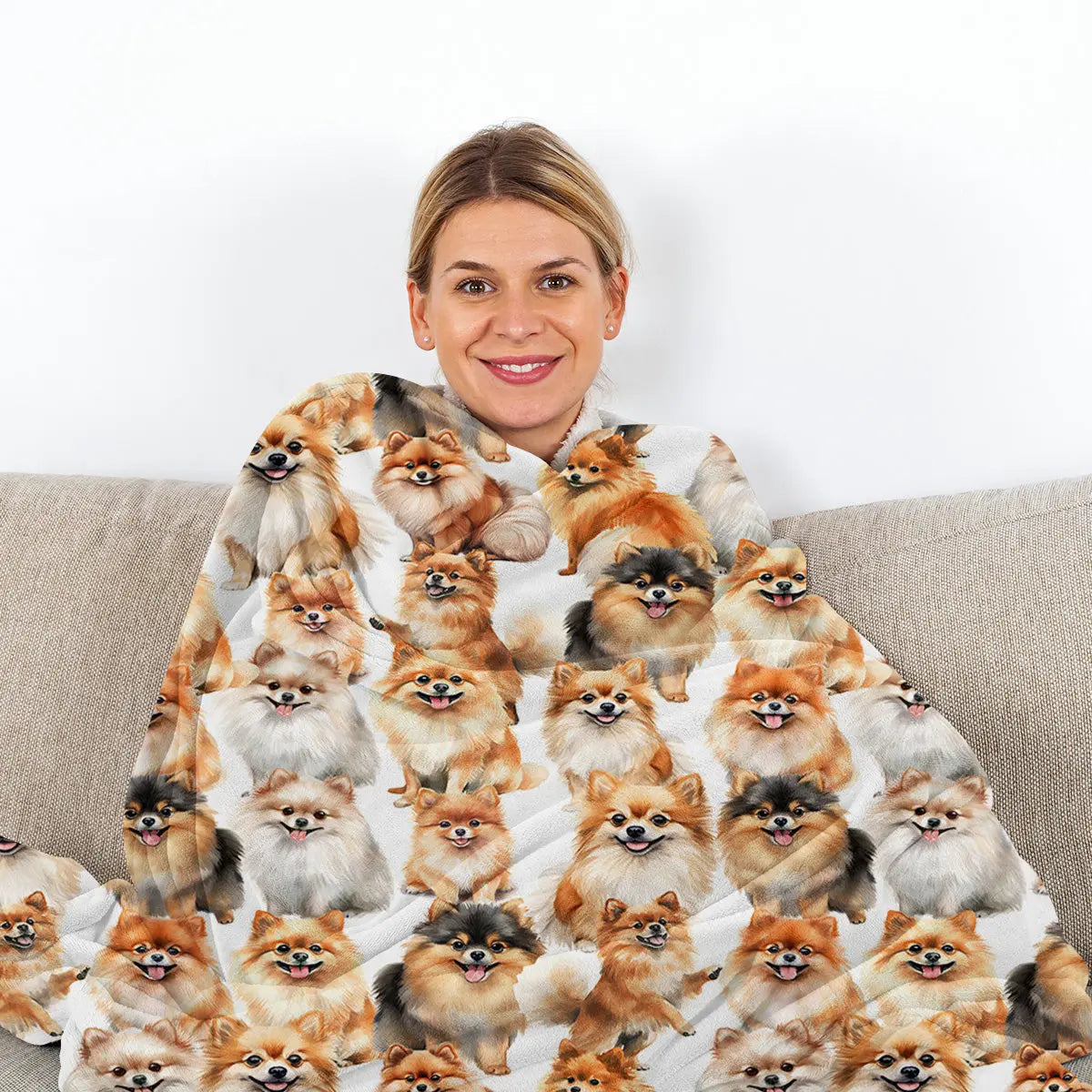 Pomeranian Dog Blanket – Soft Flannel Throw Gift for Dog Lovers (60"×80") CJ