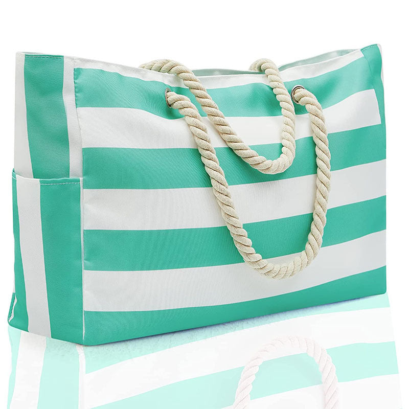 Rainbow Stripe Beach Bag - Large Capacity Beach Bag | Free Shipping