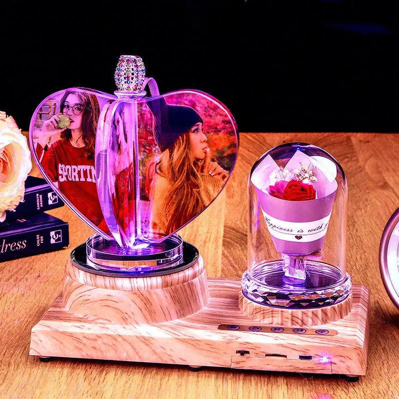 Rotating Crystal Music Lamp Gift Set – Romantic LED Photo Album & Rose Gift CJ