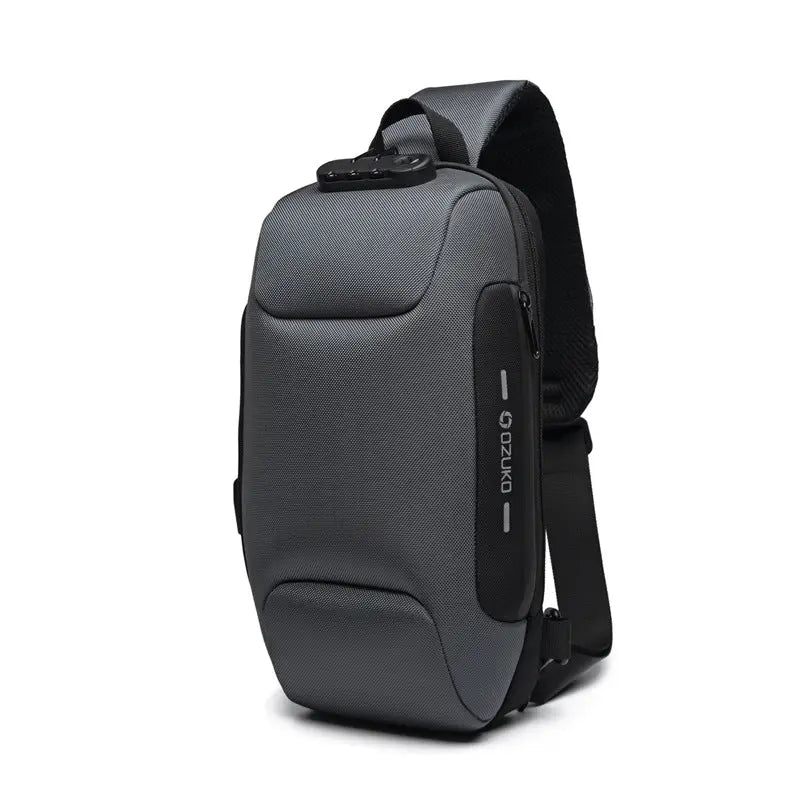 Mens Anti-Theft Chest Bag with USB Port Waterproof Tactical Sling Bag for Travel TED