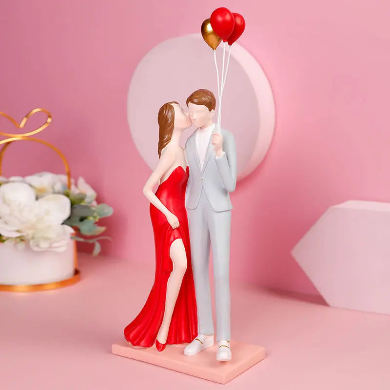 Romantic Couple Balloon Statue – Modern Resin Love Ornament Home Decor CJ