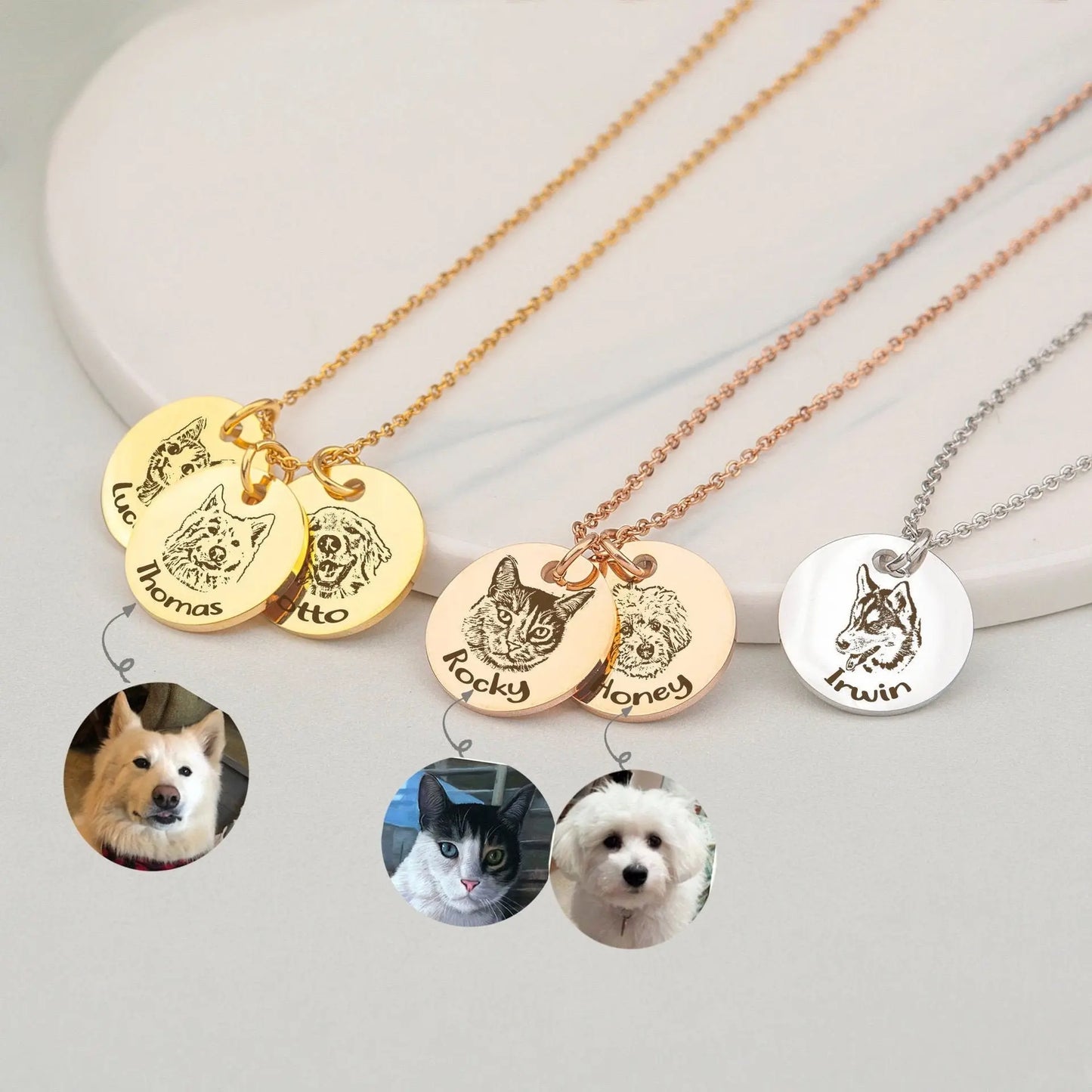 Personalized Dog Necklace – Custom Engraved Pet Pendant Stainless Steel Gift CJ