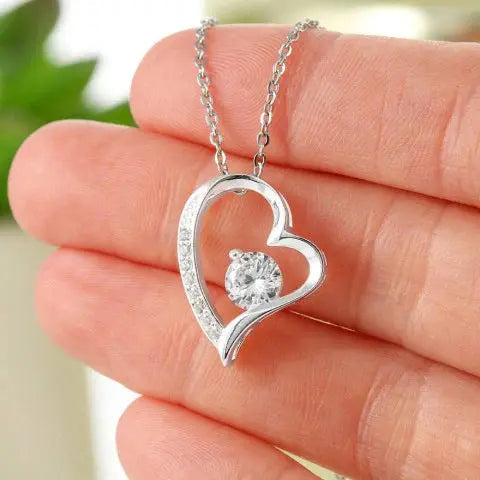 Heart Rose Necklace Gift Set Double-Open Jewelry Box with Greeting Card | Romantic Love Pendant Gift TED