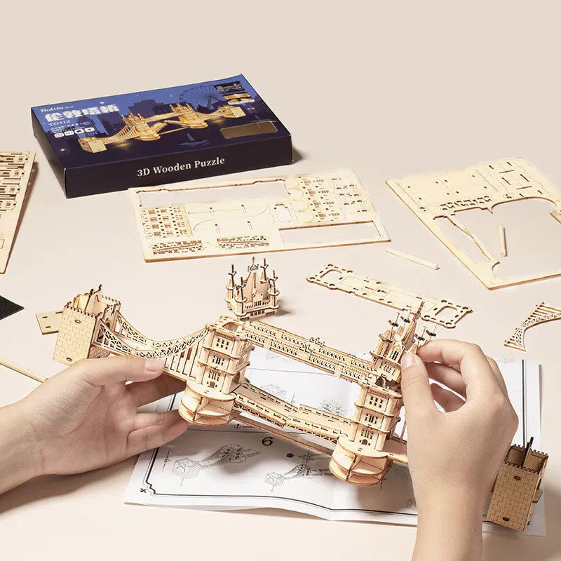 3D Wooden Puzzle Model – Big Ben & Tower Bridge Brain Game Gift for Kids & Adults CJ
