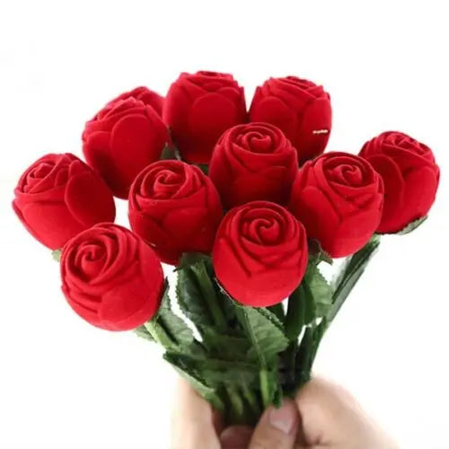 Rose Ring Gift Box – Romantic Red Flower Jewelry Box for Proposal & Anniversary CJ