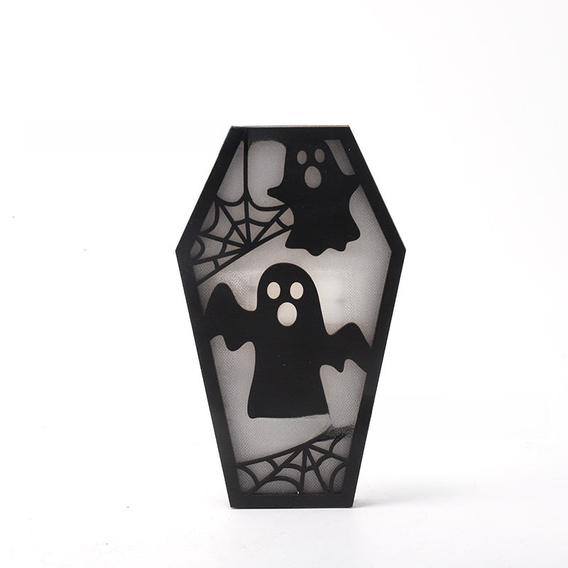Halloween Bat & Ghost Lighted Ornament  - DIY Wooden Spooky Decor | Rustic Halloween Tabletop Decoration TED