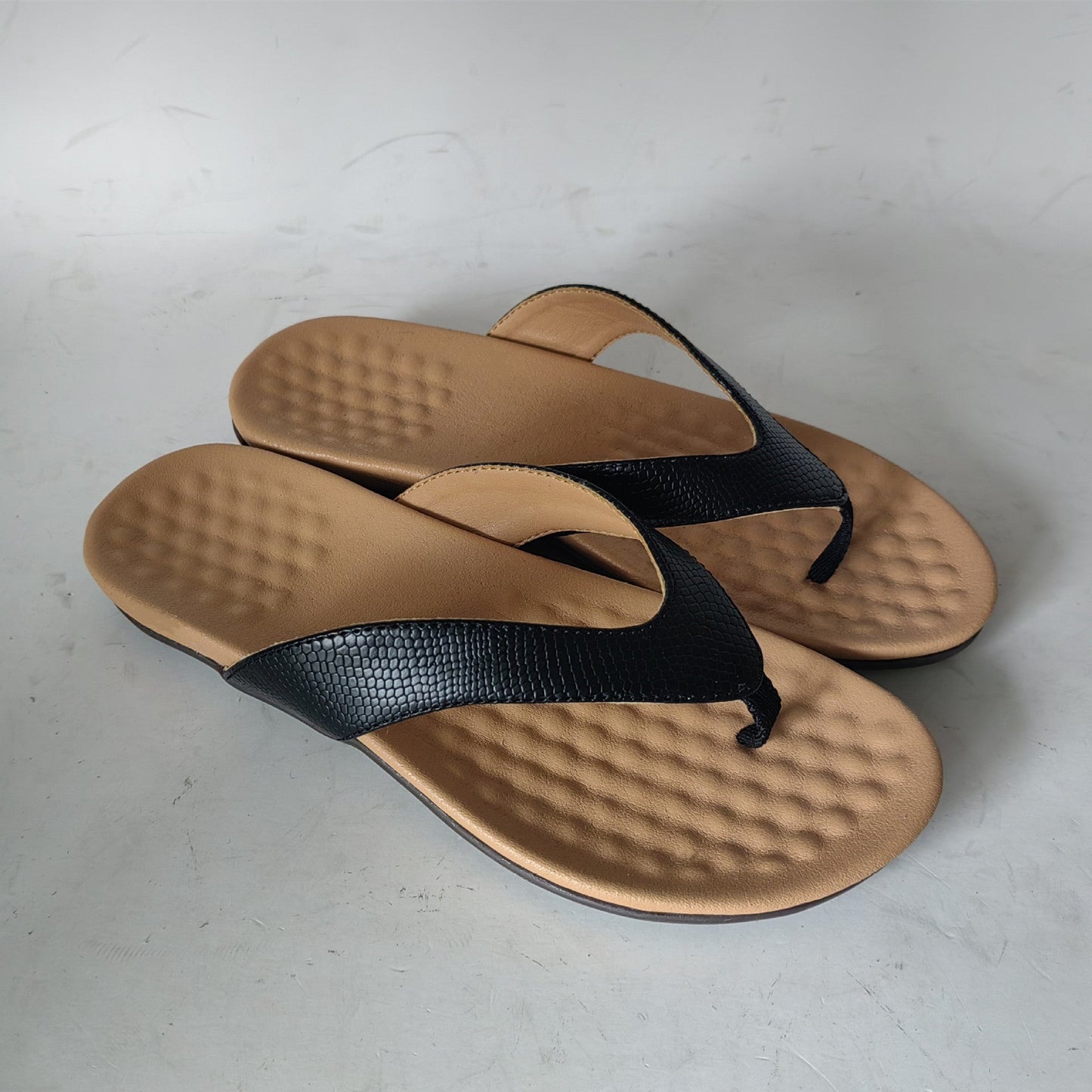 Womens Bohemian Flat Sandals - Herringbone Soft Sole Slip-On Beach Sandals | Non-Slip Casual Summer Shoes TED