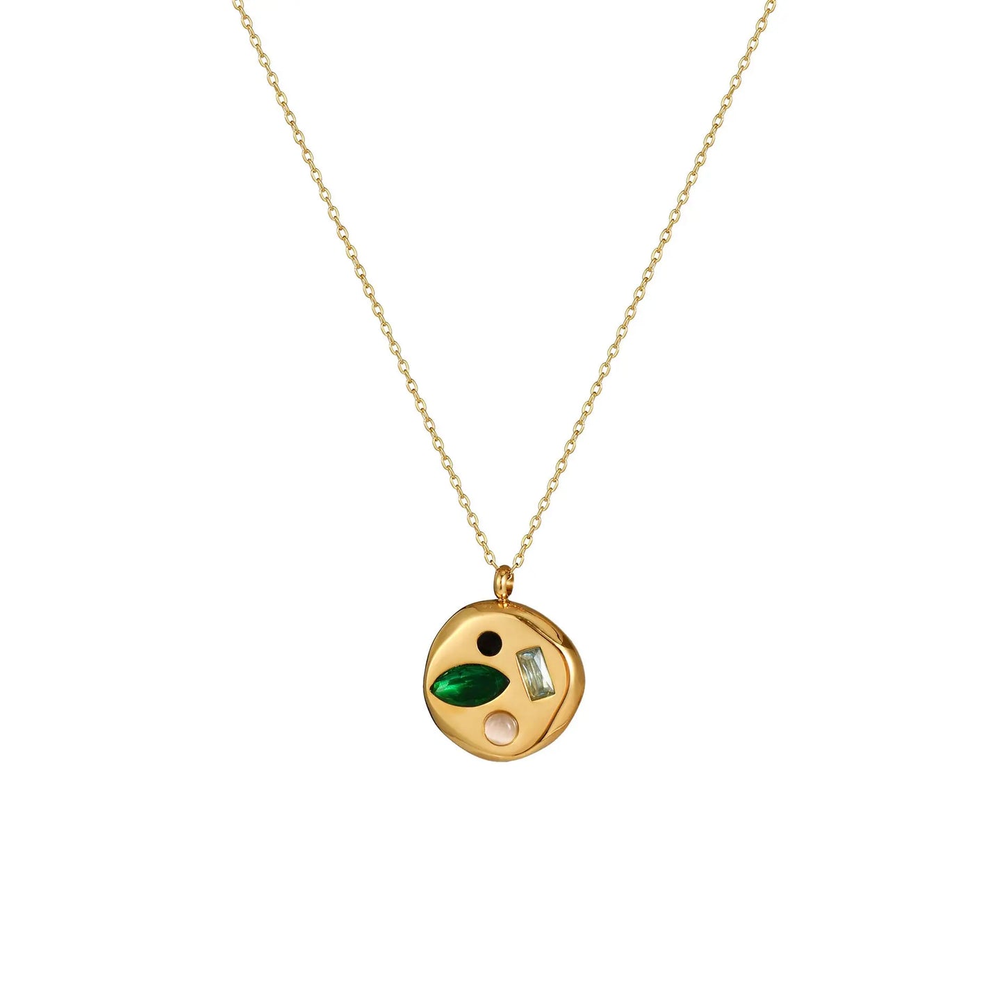 Birthstone Mom Necklace – Colorful Zircon Pendant Titanium Steel Gift for Mother CJ