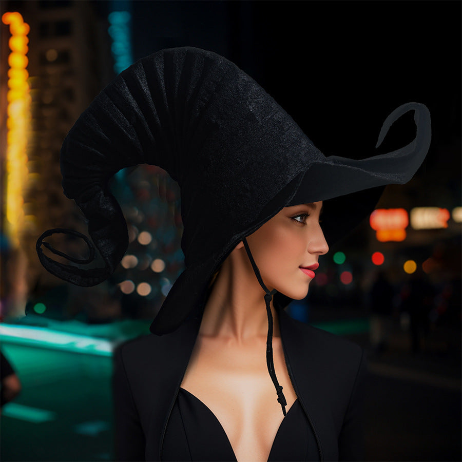 Halloween Witch Hat - Classic Black Wizard Costume Hat with Windproof Strap | Cosplay & Party Accessory TED