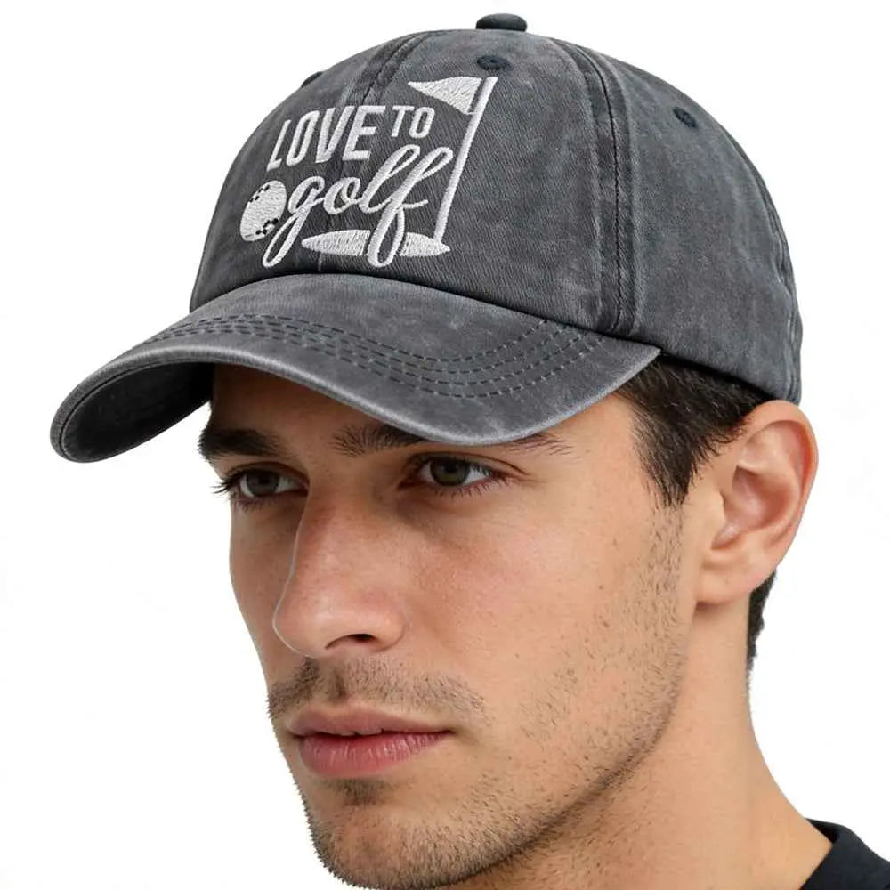 2pcs Golf Hats For Men Adjustable Embroidered Wash Cotton Baseball Cap