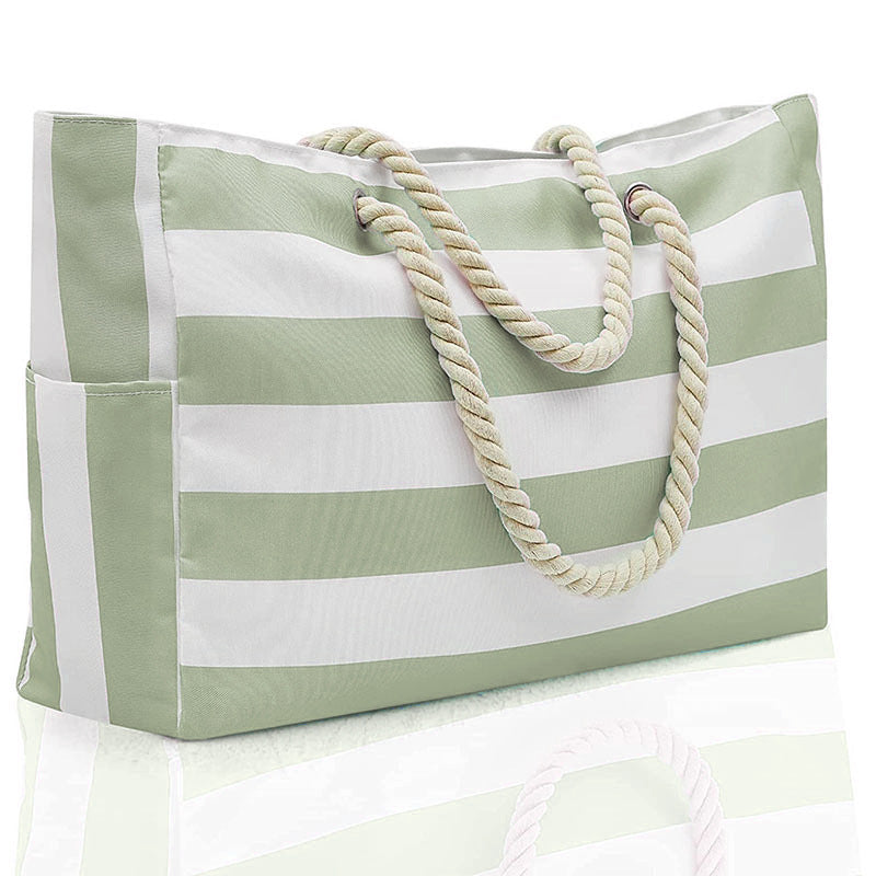 Rainbow Stripe Beach Bag - Large Capacity Beach Bag | Free Shipping