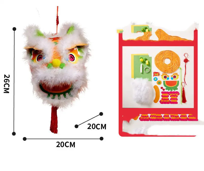 DIY Lion Lantern Kit – Mid-Autumn Festival Plush Craft Toy for Kids CJ
