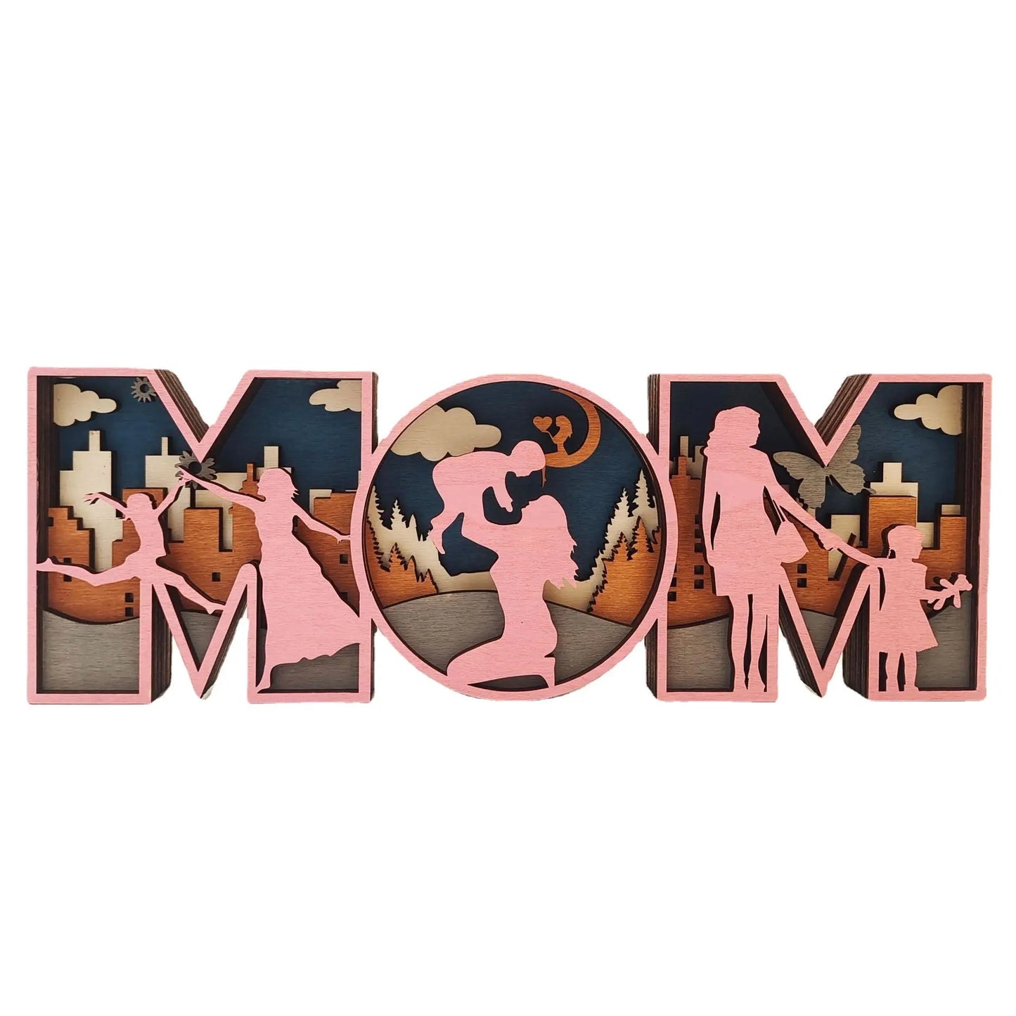Father’s Day Wooden Craft Decor – Engraved Family Plaque | Handmade Boxwood Home Decoration Gift for Dad CJ
