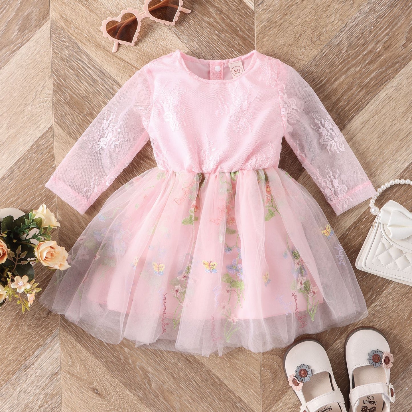 Girls Embroidered Floral Princess Dress | Girls Floral Party Dress - EverCharm Gifts
