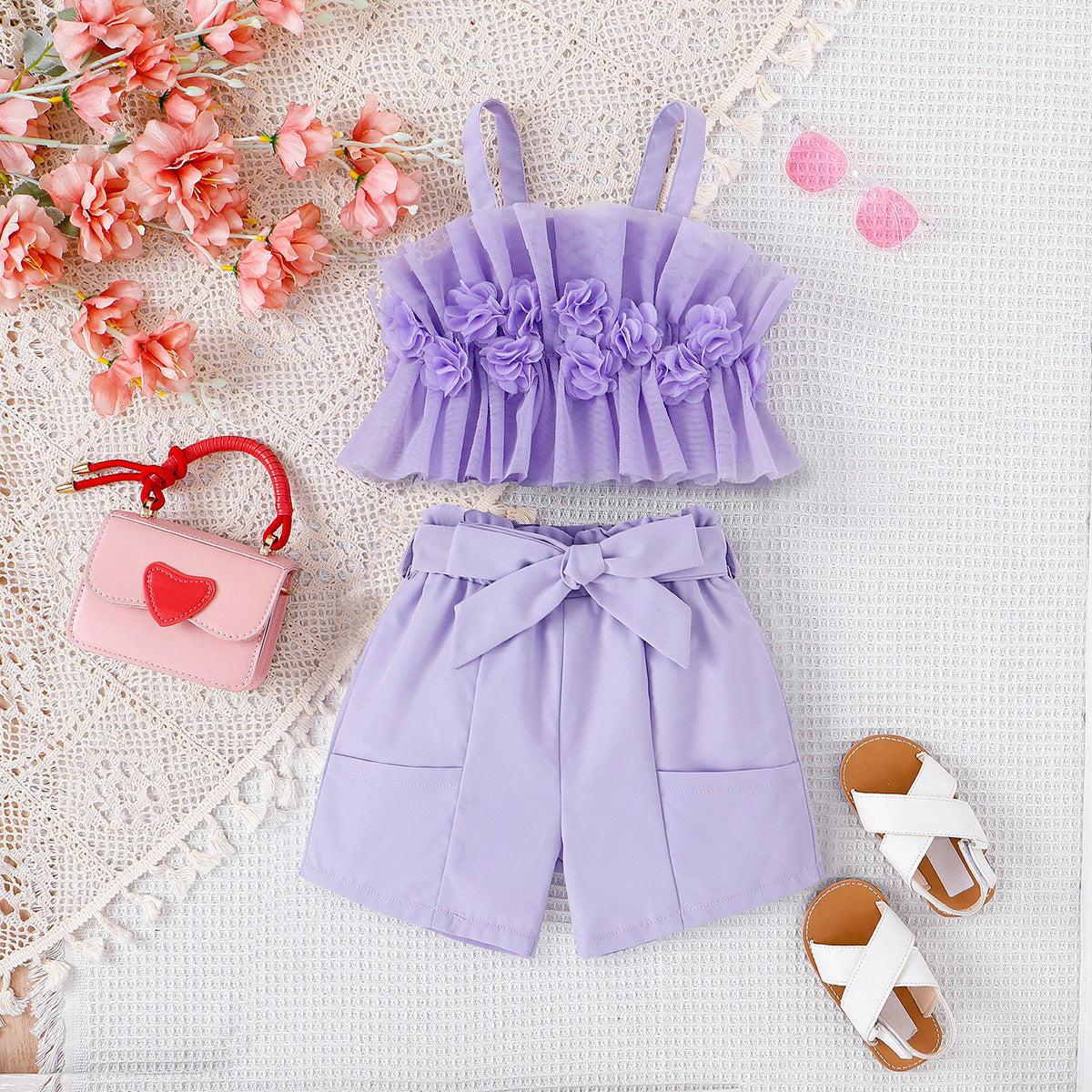 Girls Sleeveless Cotton Top & Shorts Set | Girls Summer Outfit - EverCharm Gifts