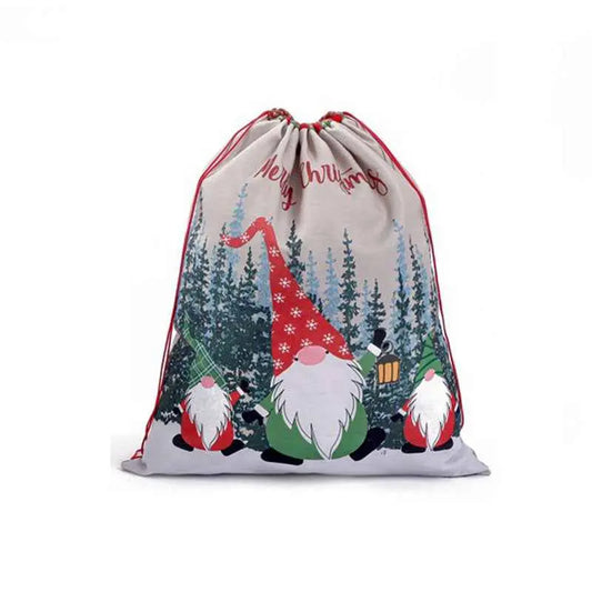 Santa Claus Christmas Gift Bag – Drawstring Holiday Sack for Kids & Gifts