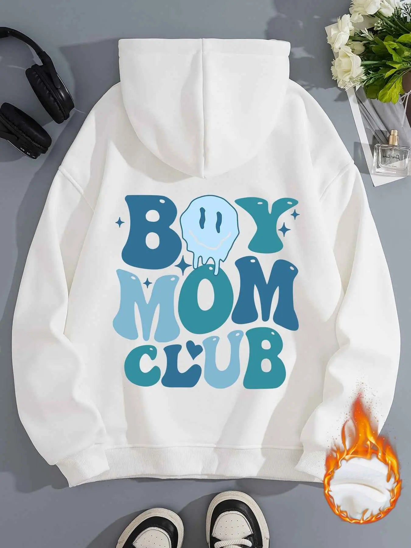 Boy Mom Club Hoodie – Women’s Oversized Streetwear Pullover with Pocket