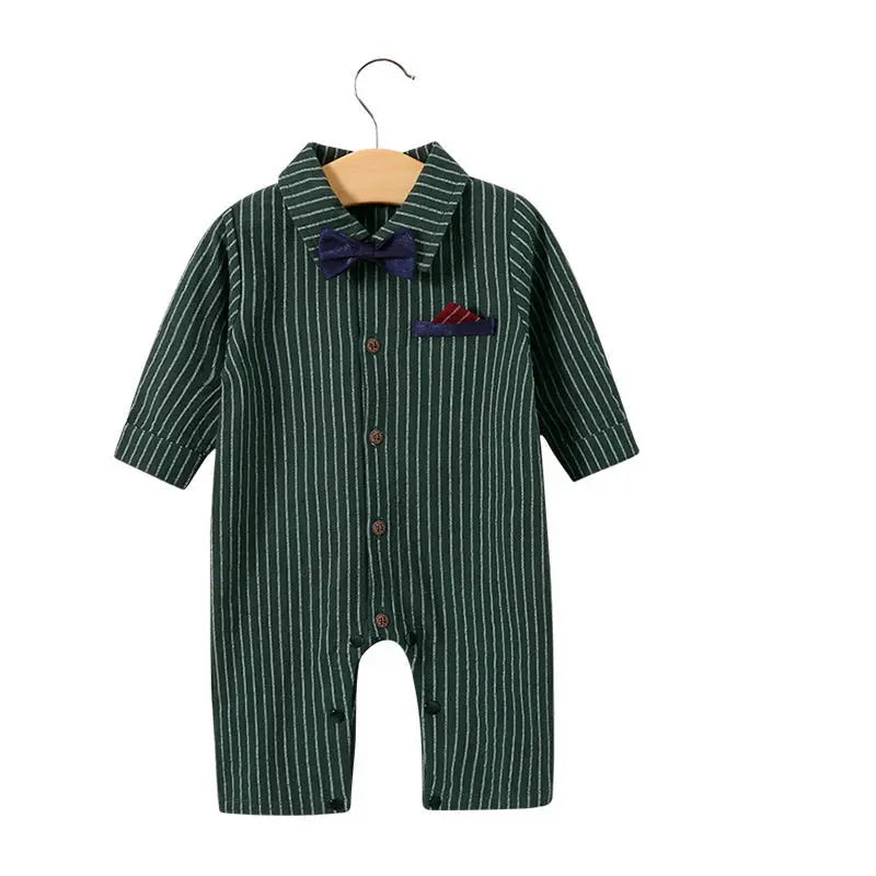 Baby Boy Cotton Romper – Long Sleeve British Style Newborn Crawling Suit (0–12 Months) EPR